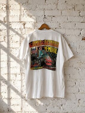 VTG 90s Fruit of the Loom Joe James Pat O'Connor Memorial Salem Speedway Tee L